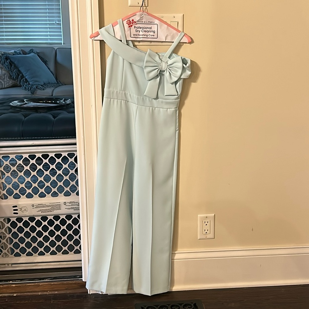 Kids size 10 blue bow jumpsuit